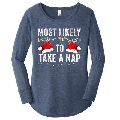 Most Likely To Take A Nap Matching Christmas For Family Women's Perfect Tri Tunic Long Sleeve Shirt