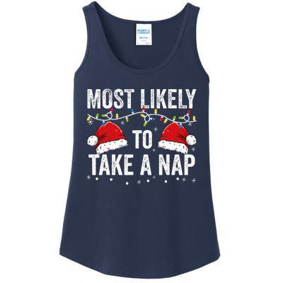 Most Likely To Take A Nap Matching Christmas For Family Ladies Essential Tank