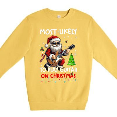 Most Likely To Play Guitar With Santa Matching Christmas Premium Crewneck Sweatshirt