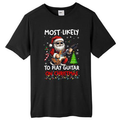 Most Likely To Play Guitar With Santa Matching Christmas Tall Fusion ChromaSoft Performance T-Shirt