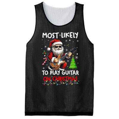 Most Likely To Play Guitar With Santa Matching Christmas Mesh Reversible Basketball Jersey Tank