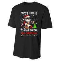 Most Likely To Play Guitar With Santa Matching Christmas Performance Sprint T-Shirt