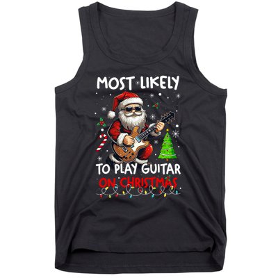 Most Likely To Play Guitar With Santa Matching Christmas Tank Top