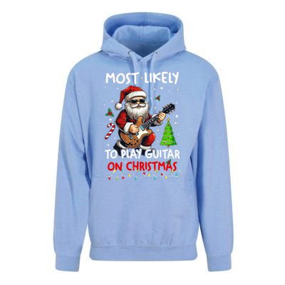 Most Likely To Play Guitar With Santa Matching Christmas Unisex Surf Hoodie