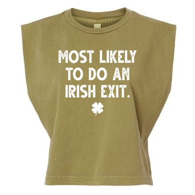 Most Likely To Do An Irish Exit Funny St Patrick's Day Garment-Dyed Women's Muscle Tee