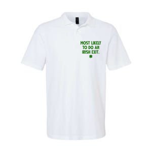 Most Likely To Do An Irish Exit Funny St Patrick's Day Softstyle Adult Sport Polo