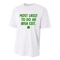 Most Likely To Do An Irish Exit Funny St Patrick's Day Youth Performance Sprint T-Shirt