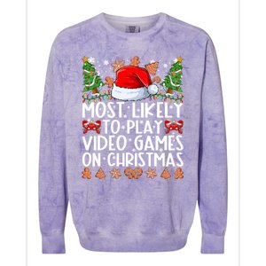 Most Likely To Play Video Games On Christmas Family Pajamas Colorblast Crewneck Sweatshirt