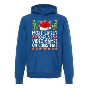 Most Likely To Play Video Games On Christmas Family Pajamas Premium Hoodie