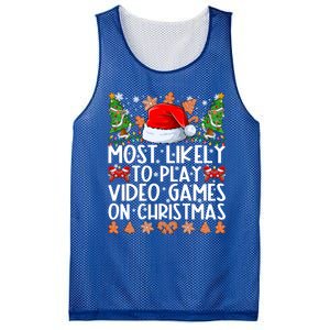 Most Likely To Play Video Games On Christmas Family Pajamas Mesh Reversible Basketball Jersey Tank