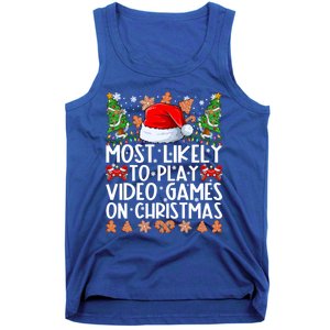 Most Likely To Play Video Games On Christmas Family Pajamas Tank Top