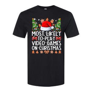 Most Likely To Play Video Games On Christmas Family Pajamas Softstyle CVC T-Shirt