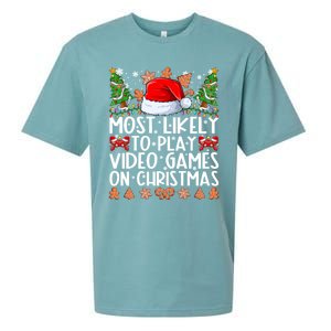 Most Likely To Play Video Games On Christmas Family Pajamas Sueded Cloud Jersey T-Shirt