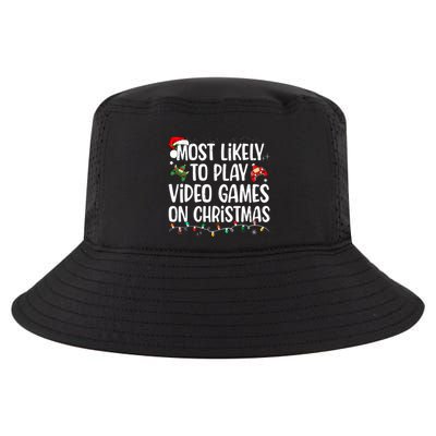 Most Likely To Play Video Games On Christmas Family Matching Cool Comfort Performance Bucket Hat