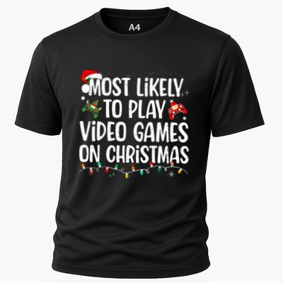 Most Likely To Play Video Games On Christmas Family Matching Performance Shirt