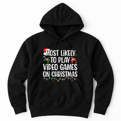 Most Likely To Play Video Games On Christmas Family Matching Hoodie