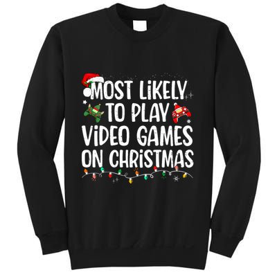 Most Likely To Play Video Games On Christmas Family Matching Sweatshirt