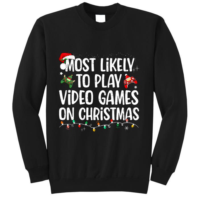 Most Likely To Play Video Games On Christmas Family Matching Sweatshirt