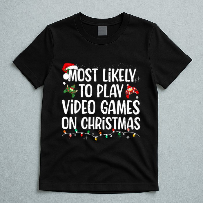 Most Likely To Play Video Games On Christmas Family Matching T-Shirt