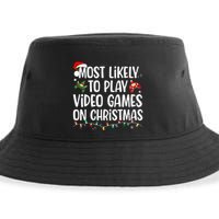 Most Likely To Play Video Games On Christmas Family Matching Sustainable Bucket Hat