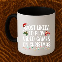 Most Likely To Play Video Games On Christmas Family Matching Mug