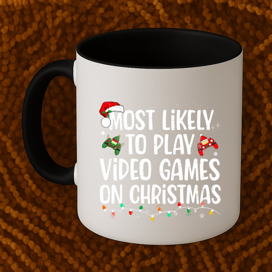 Most Likely To Play Video Games On Christmas Family Matching Mug
