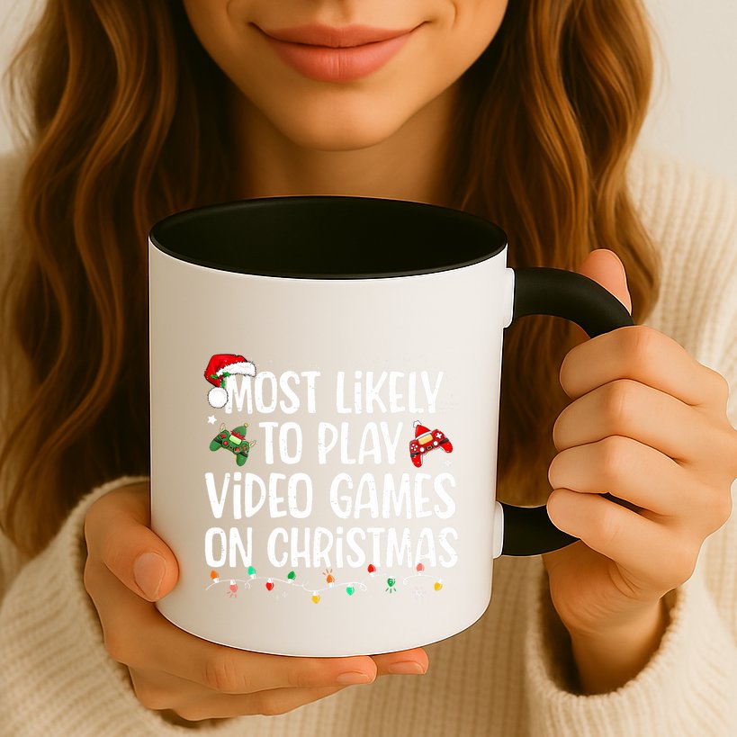 Most Likely To Play Video Games On Christmas Family Matching Mug