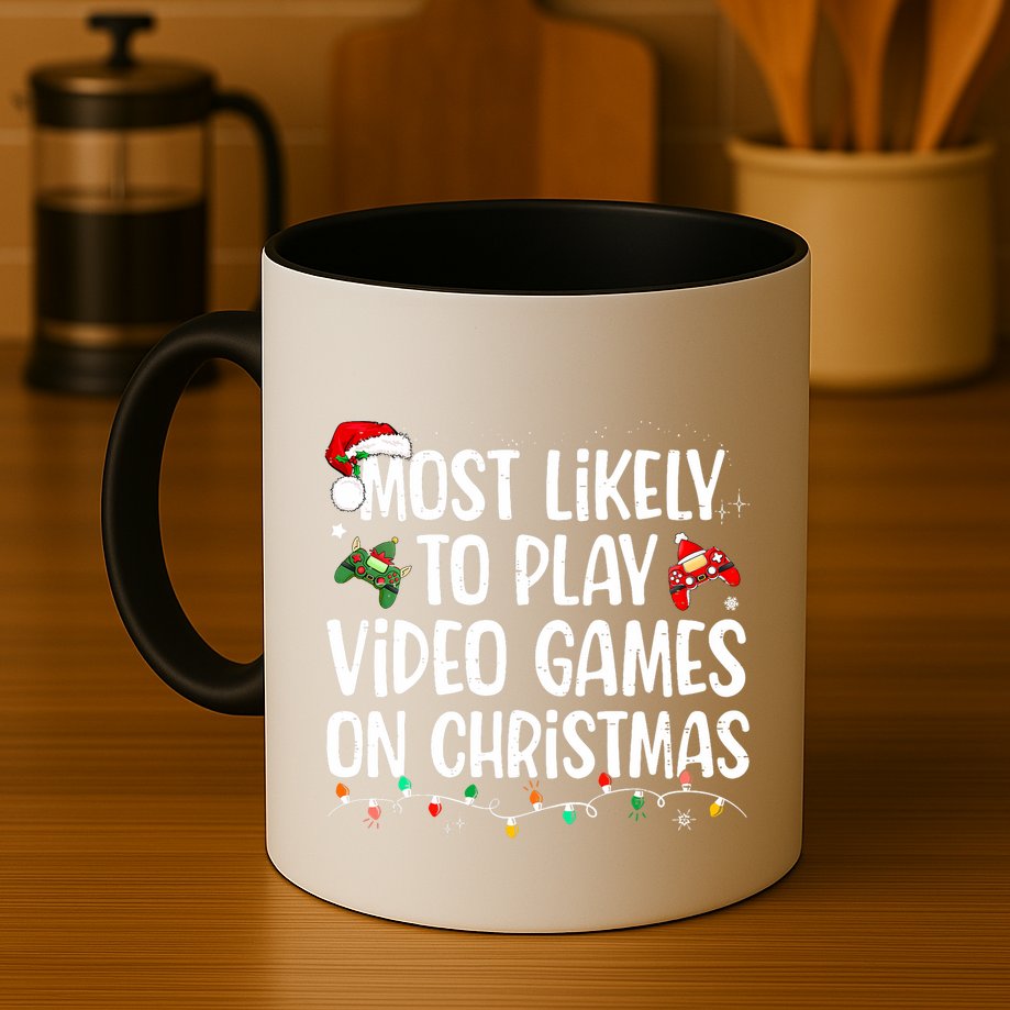 Most Likely To Play Video Games On Christmas Family Matching Mug