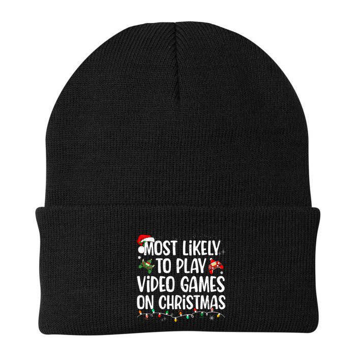 Most Likely To Play Video Games On Christmas Family Matching Beanie