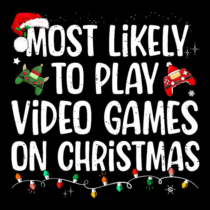 Most Likely To Play Video Games On Christmas Family Matching Drawstring Bag