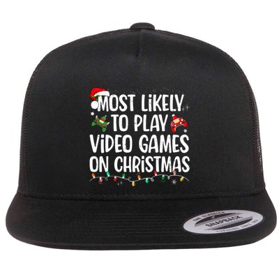 Most Likely To Play Video Games On Christmas Family Matching Flatbill Hat