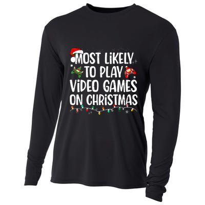 Most Likely To Play Video Games On Christmas Family Matching Cooling Performance Long Sleeve Crew