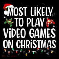 Most Likely To Play Video Games On Christmas Family Matching Pom Pom 12in Knit Beanie