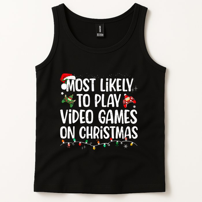Most Likely To Play Video Games On Christmas Family Matching Tank Top