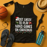 Most Likely To Play Video Games On Christmas Family Matching Tank Top