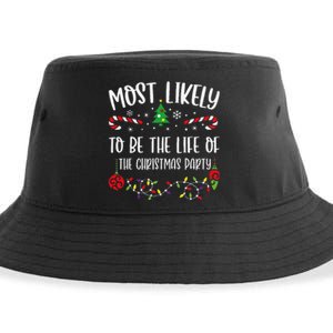 Most Likely To Be The Life Of The Christmas Party Funny Christmas Family Matchi Sustainable Bucket Hat