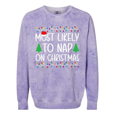 Most Likely To Nap On Christmas for Family  Colorblast Crewneck Sweatshirt