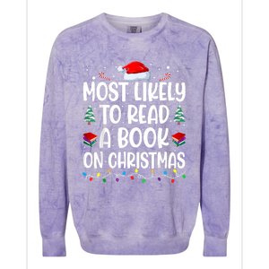 Most Likely To Read A Book On Christmas Matching Family Colorblast Crewneck Sweatshirt