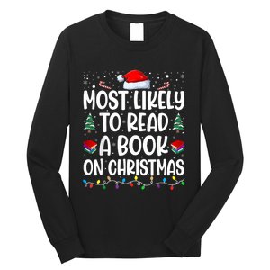 Most Likely To Read A Book On Christmas Matching Family Long Sleeve Shirt