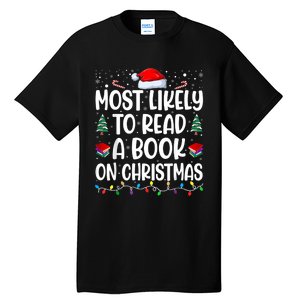 Most Likely To Read A Book On Christmas Matching Family Tall T-Shirt