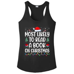 Most Likely To Read A Book On Christmas Matching Family Ladies PosiCharge Competitor Racerback Tank