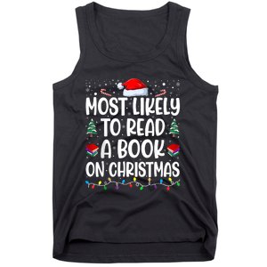 Most Likely To Read A Book On Christmas Matching Family Tank Top