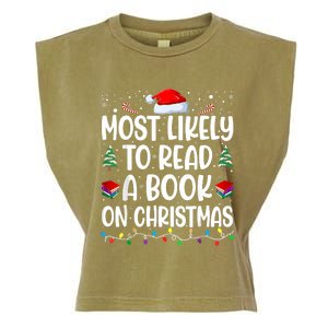 Most Likely To Read A Book On Christmas Matching Family Garment-Dyed Women's Muscle Tee