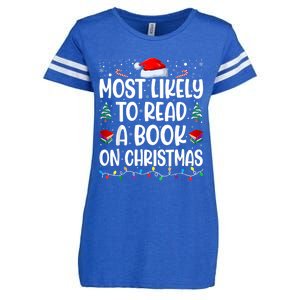 Most Likely To Read A Book On Christmas Matching Family Enza Ladies Jersey Football T-Shirt