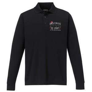 Most Likely To Start All The Shenanigans Family Xmas Holiday Performance Long Sleeve Polo