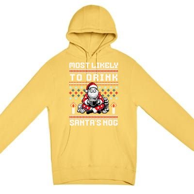 Most Likely To Santas Nog Funny Ugly Christmas Design Gift Premium Pullover Hoodie