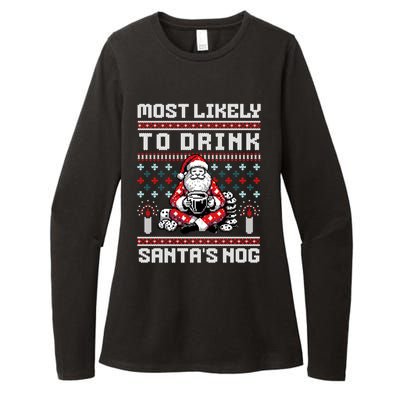 Most Likely To Santas Nog Funny Ugly Christmas Design Gift Womens CVC Long Sleeve Shirt