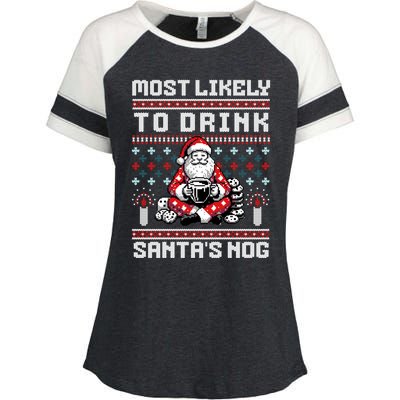 Most Likely To Santas Nog Funny Ugly Christmas Design Gift Enza Ladies Jersey Colorblock Tee