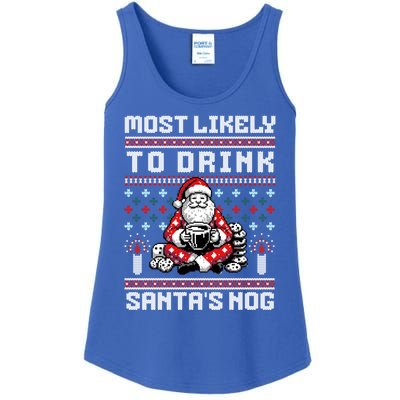 Most Likely To Santas Nog Funny Ugly Christmas Design Gift Ladies Essential Tank