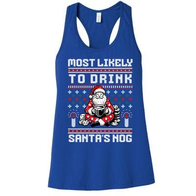 Most Likely To Santas Nog Funny Ugly Christmas Design Gift Women's Racerback Tank